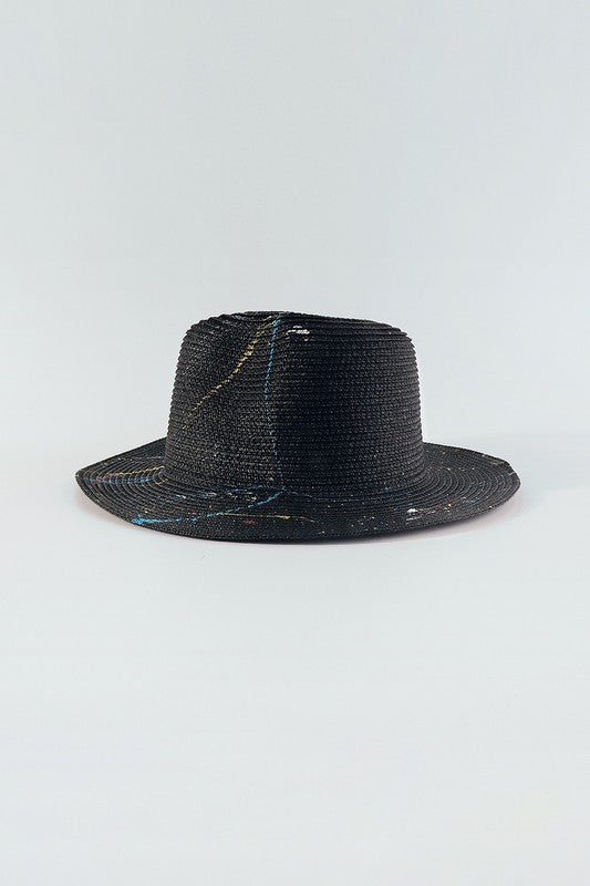 Q0260 Paint Dye Raffia Fedora Sun Hat