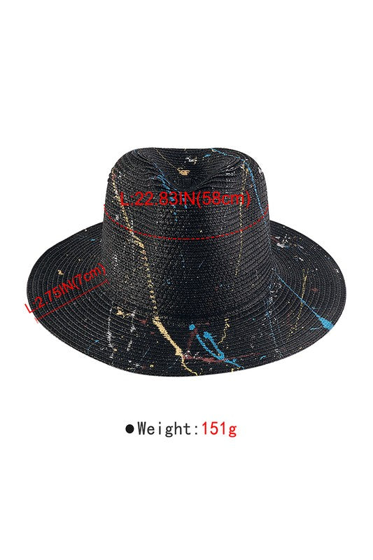 Q0260 Paint Dye Raffia Fedora Sun Hat