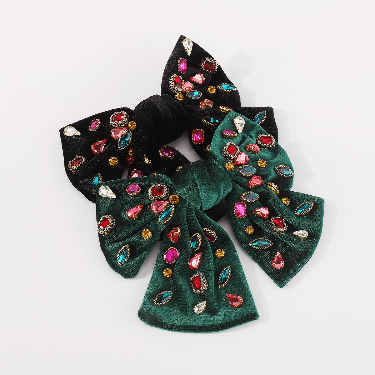 F2786 Rhinestone Velvet Bowknot Barrette Hair Clip