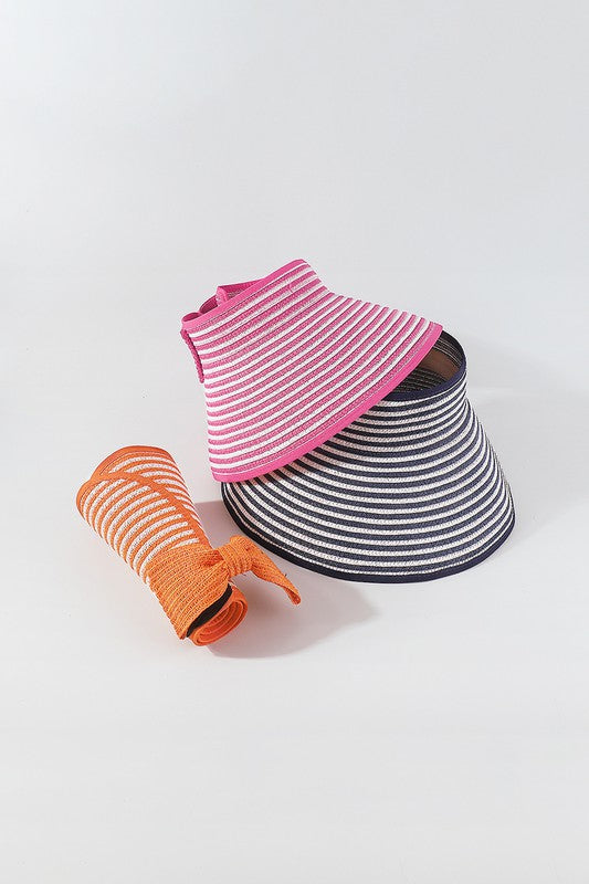 Q0270 Wide Brim Foldable Raffia Visors Hat