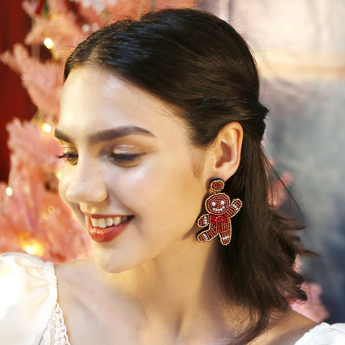 E11927 Christmas Cute Snowman Dangle Earrings