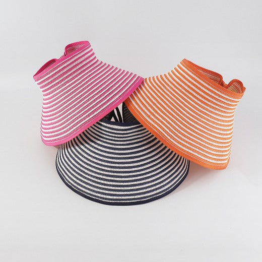 Q0270 Wide Brim Foldable Raffia Visors Hat