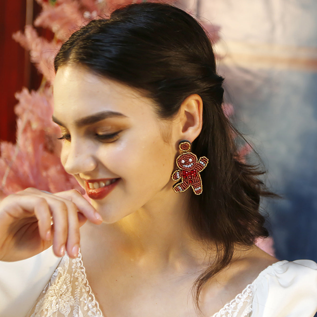 E11927 Christmas Cute Snowman Dangle Earrings