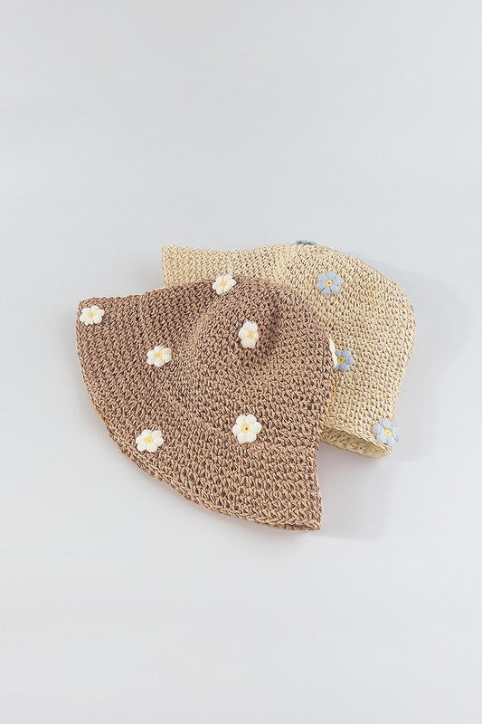 Q0274 Summer Flower Crochet Bucket Hat