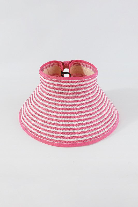 Q0270 Wide Brim Foldable Raffia Visors Hat