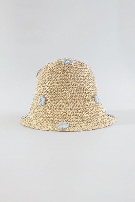 Q0274 Summer Flower Crochet Bucket Hat