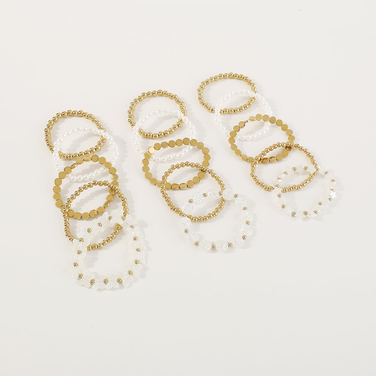 B2042H Heart Pearl Chain Beaded Bracelet Set