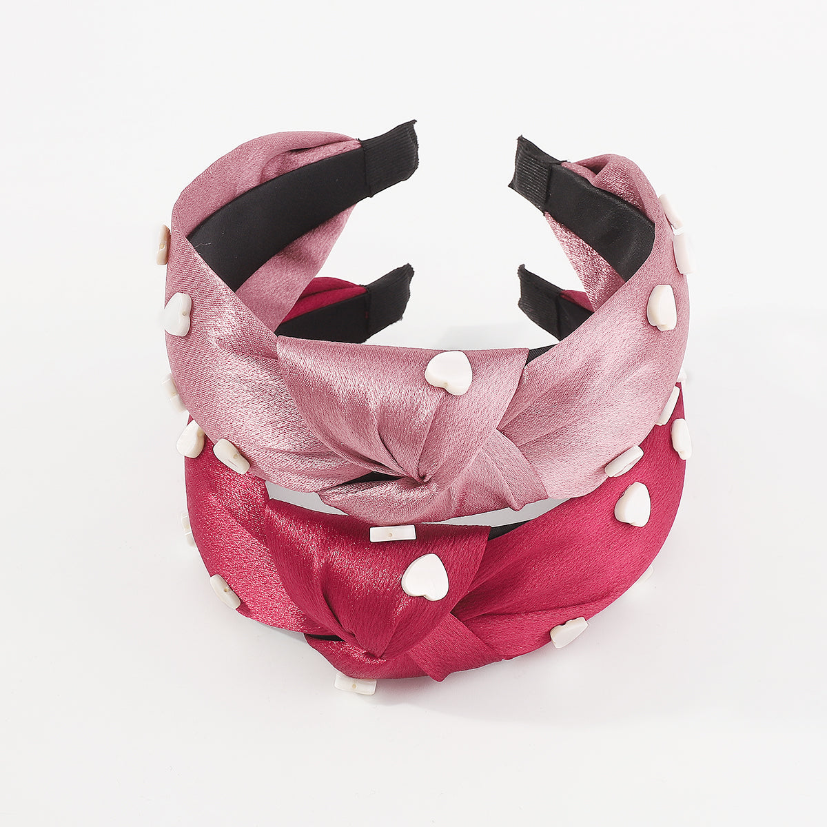 F5624 Mother's Day Satin w/Resin Heart Topknot Headband