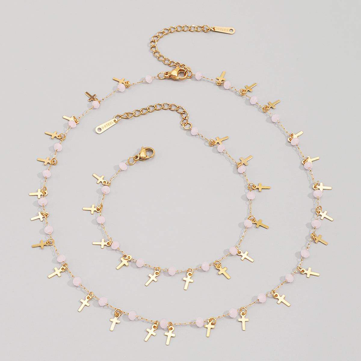 ZB0111 18K Gold Plated Crystals Tassel Cross Bracelet