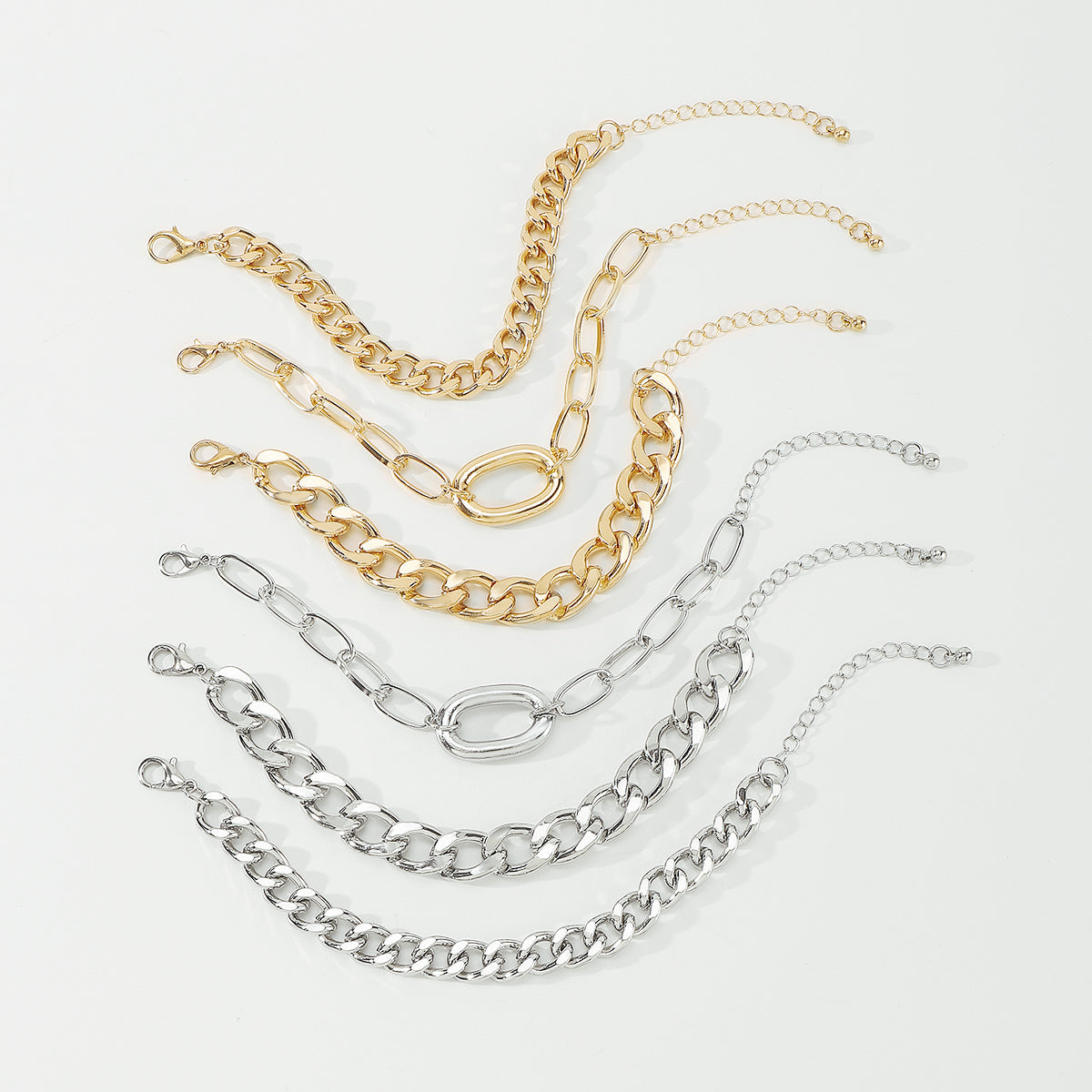 B1851 Chunky Chain Link Bracelet Set