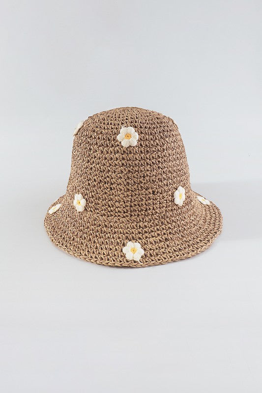Q0274 Summer Flower Crochet Bucket Hat