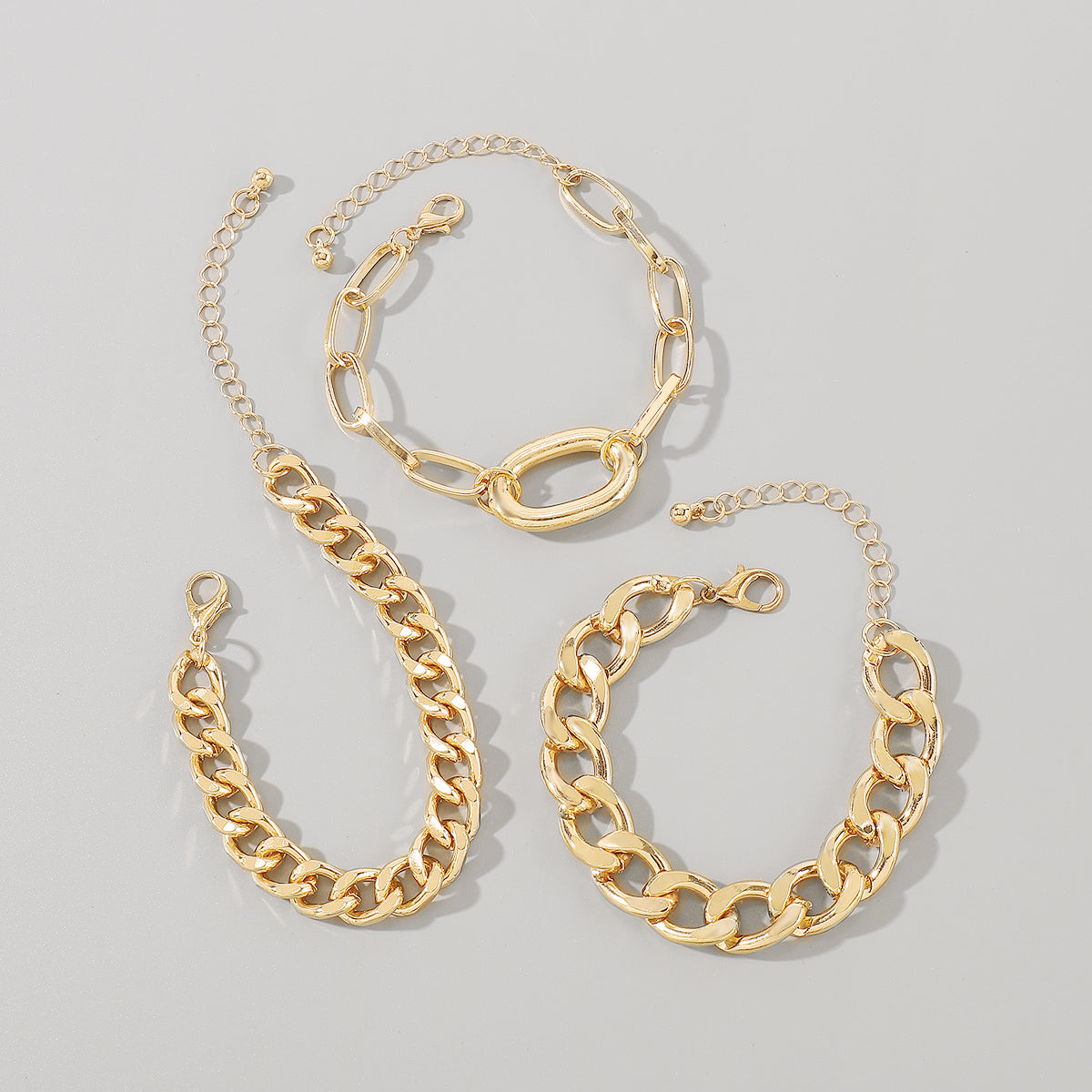 B1851 Chunky Chain Link Bracelet Set