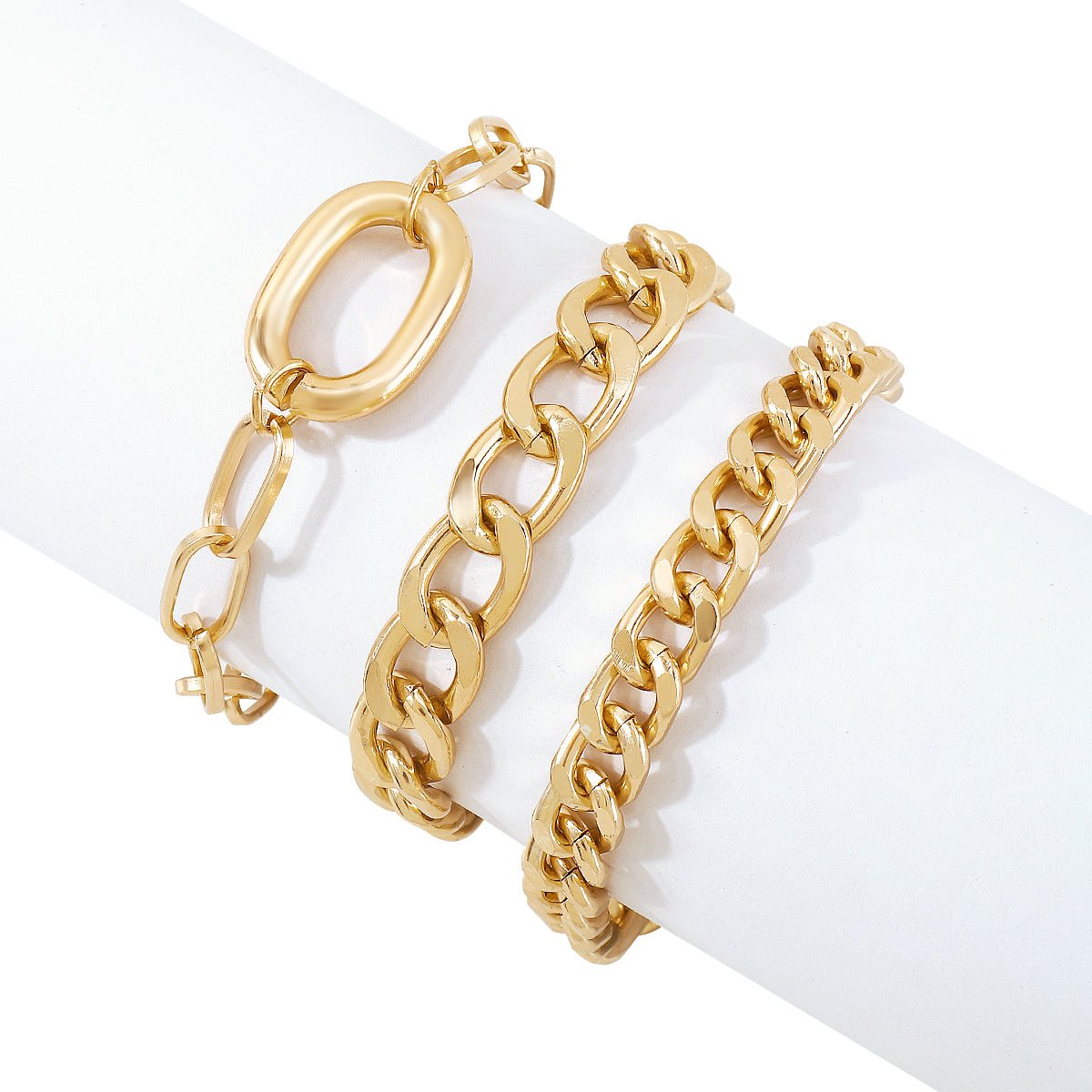B1851 Chunky Chain Link Bracelet Set