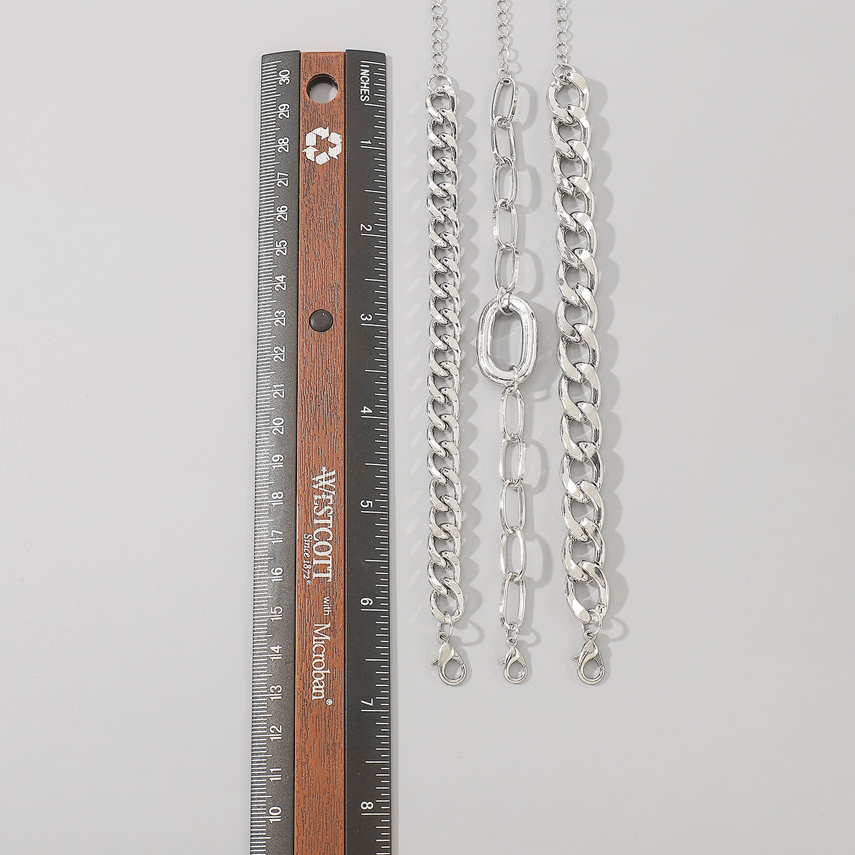 B1851 Chunky Chain Link Bracelet Set
