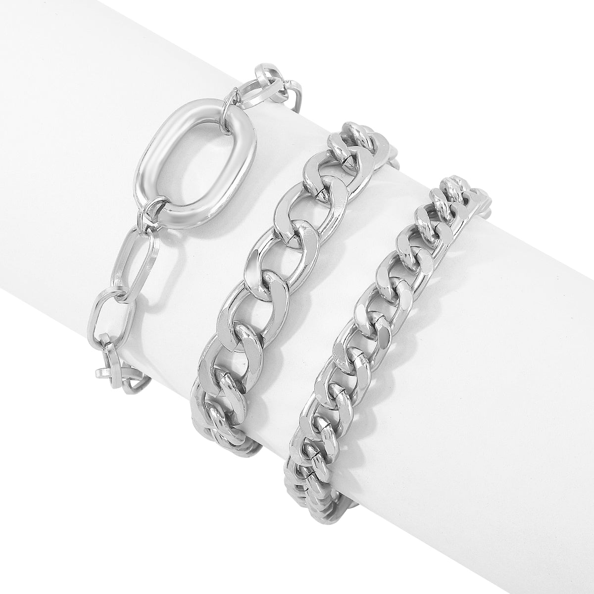 B1851 Chunky Chain Link Bracelet Set
