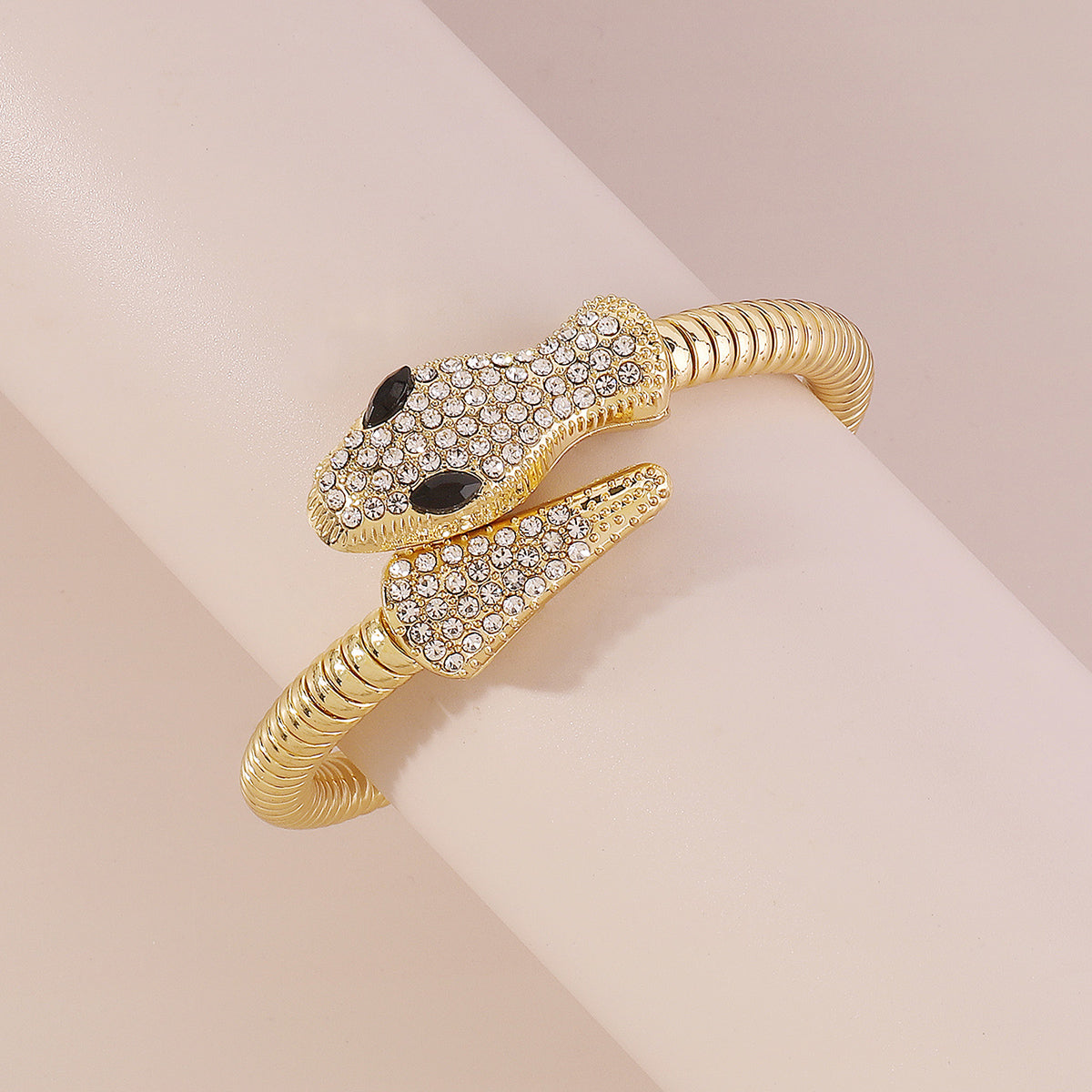 B2063 Gold & Silver Rhinestone Snake Bangle Bracelet