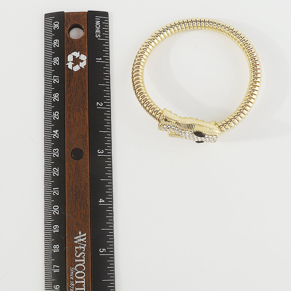 B2063 Gold & Silver Rhinestone Snake Bangle Bracelet