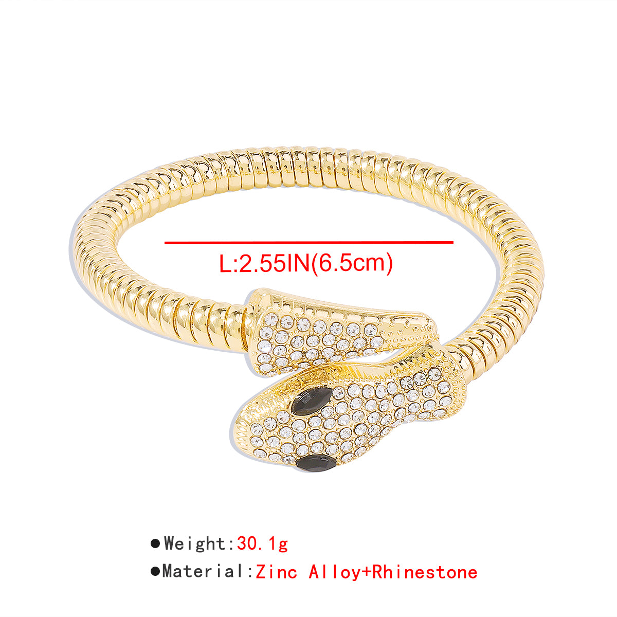 B2063 Gold & Silver Rhinestone Snake Bangle Bracelet