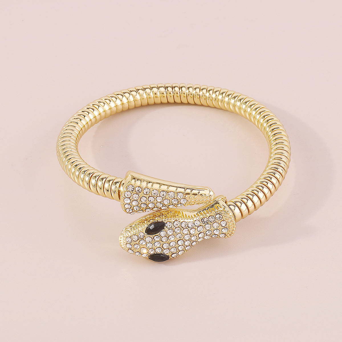 B2063 Gold & Silver Rhinestone Snake Bangle Bracelet