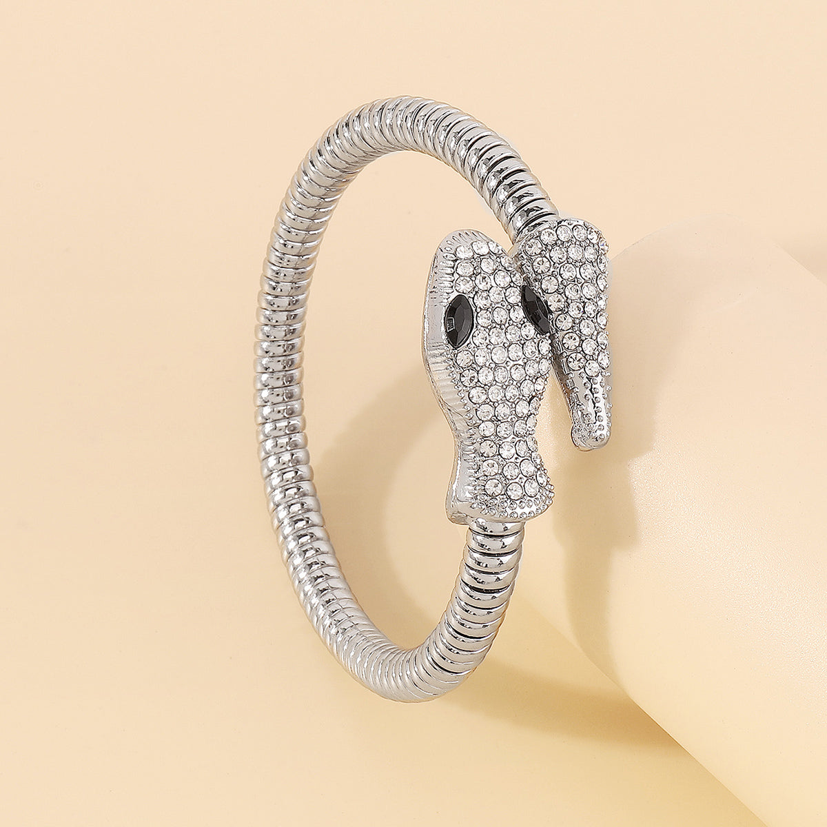 B2063 Gold & Silver Rhinestone Snake Bangle Bracelet