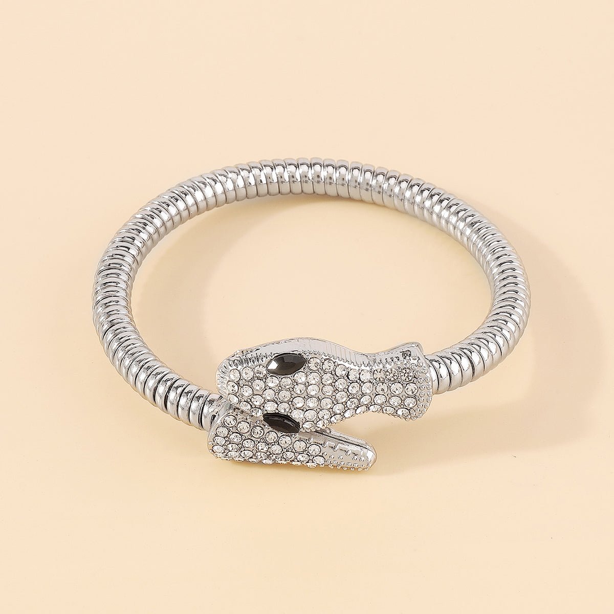 B2063 Gold & Silver Rhinestone Snake Bangle Bracelet