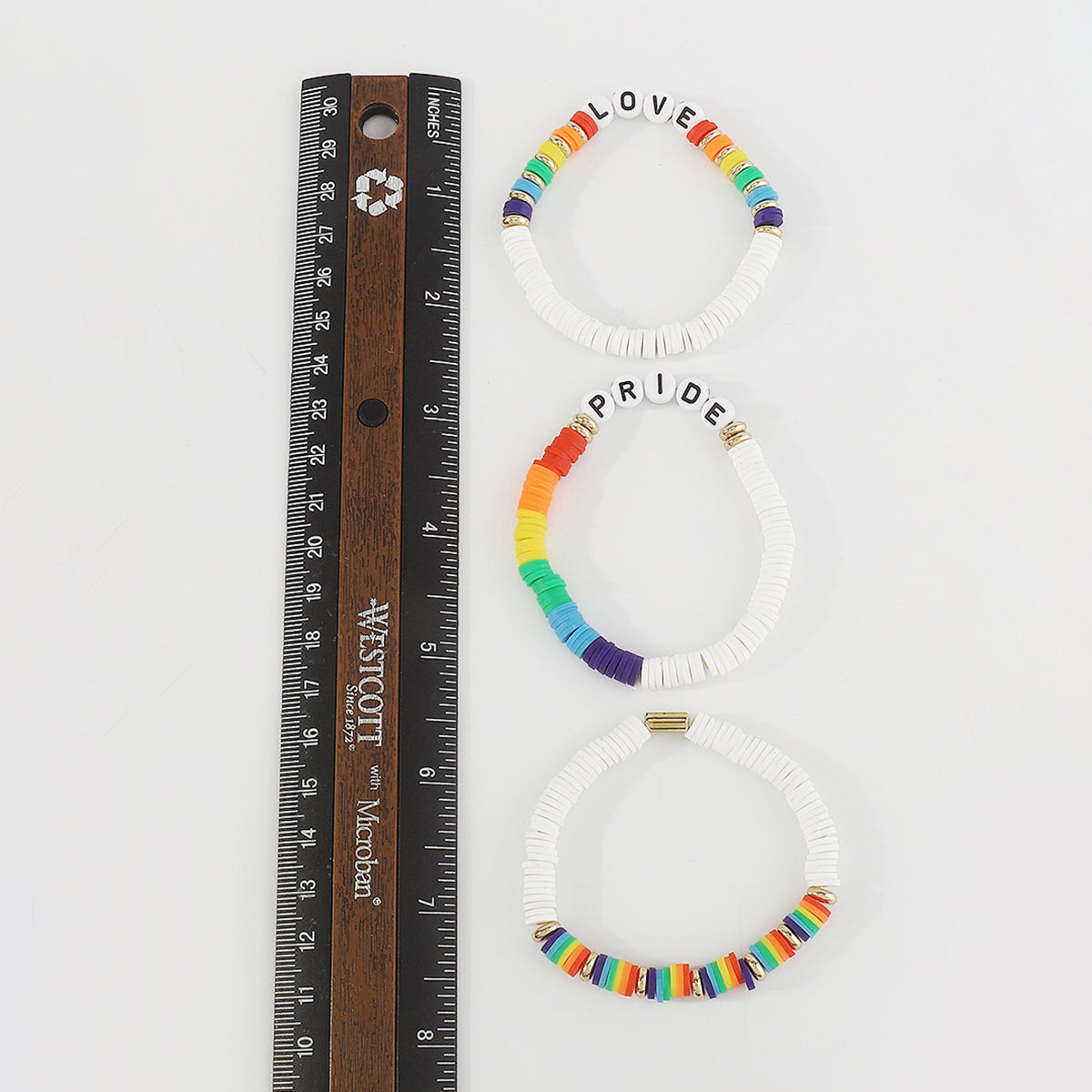 B2073 Rainbow Polymer Clay Bracelets Set