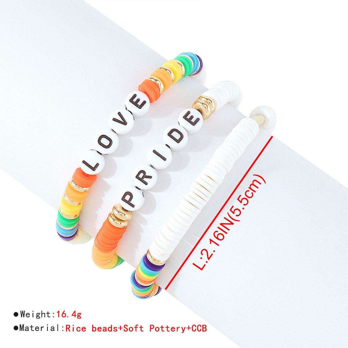B2073 Rainbow Polymer Clay Bracelets Set