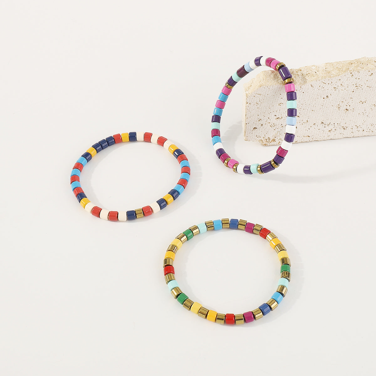 B2109 Rainbow Alloy Beaded Bracelet