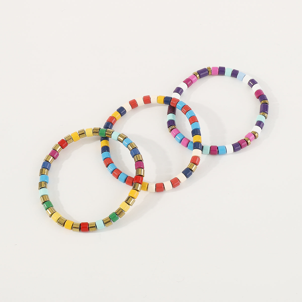 B2109 Rainbow Alloy Beaded Bracelet
