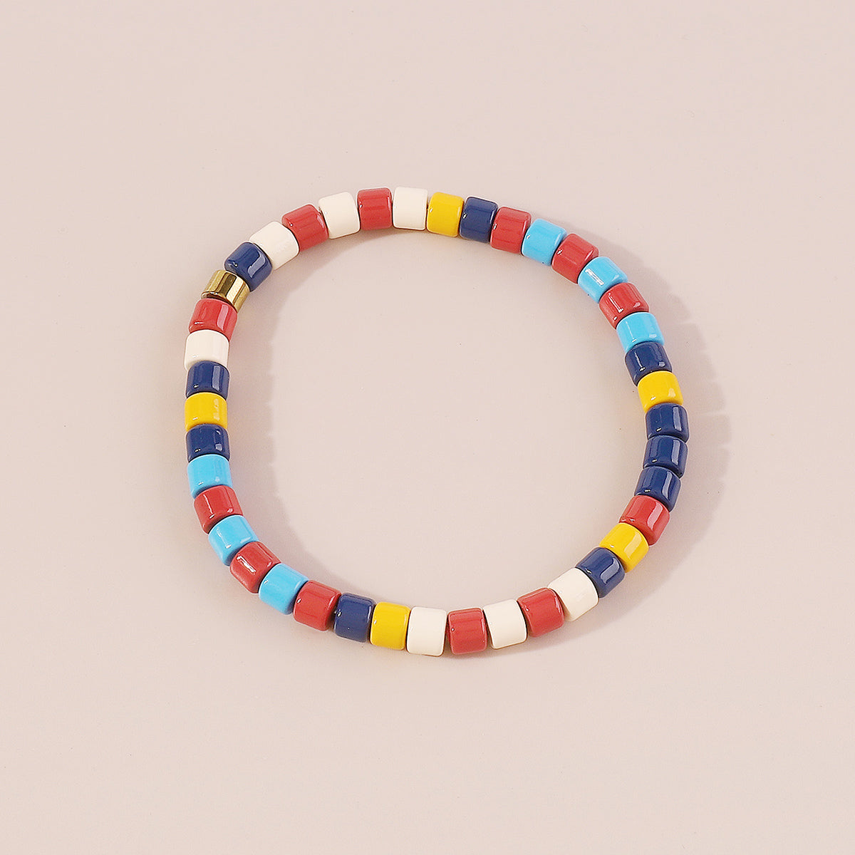 B2109 Rainbow Alloy Beaded Bracelet