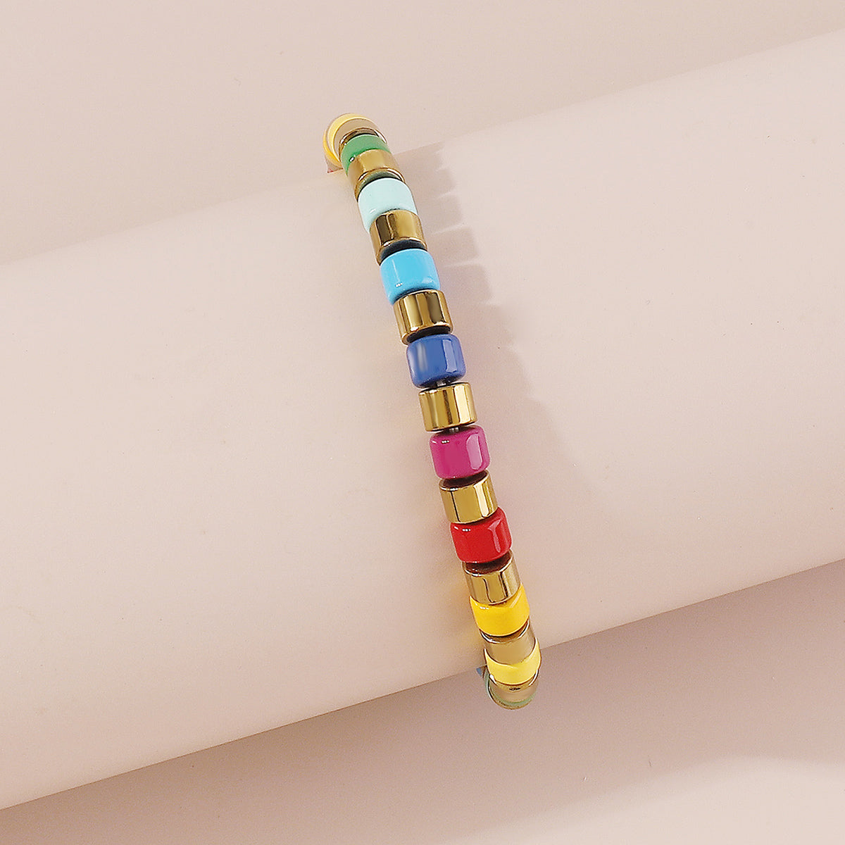 B2109 Rainbow Alloy Beaded Bracelet