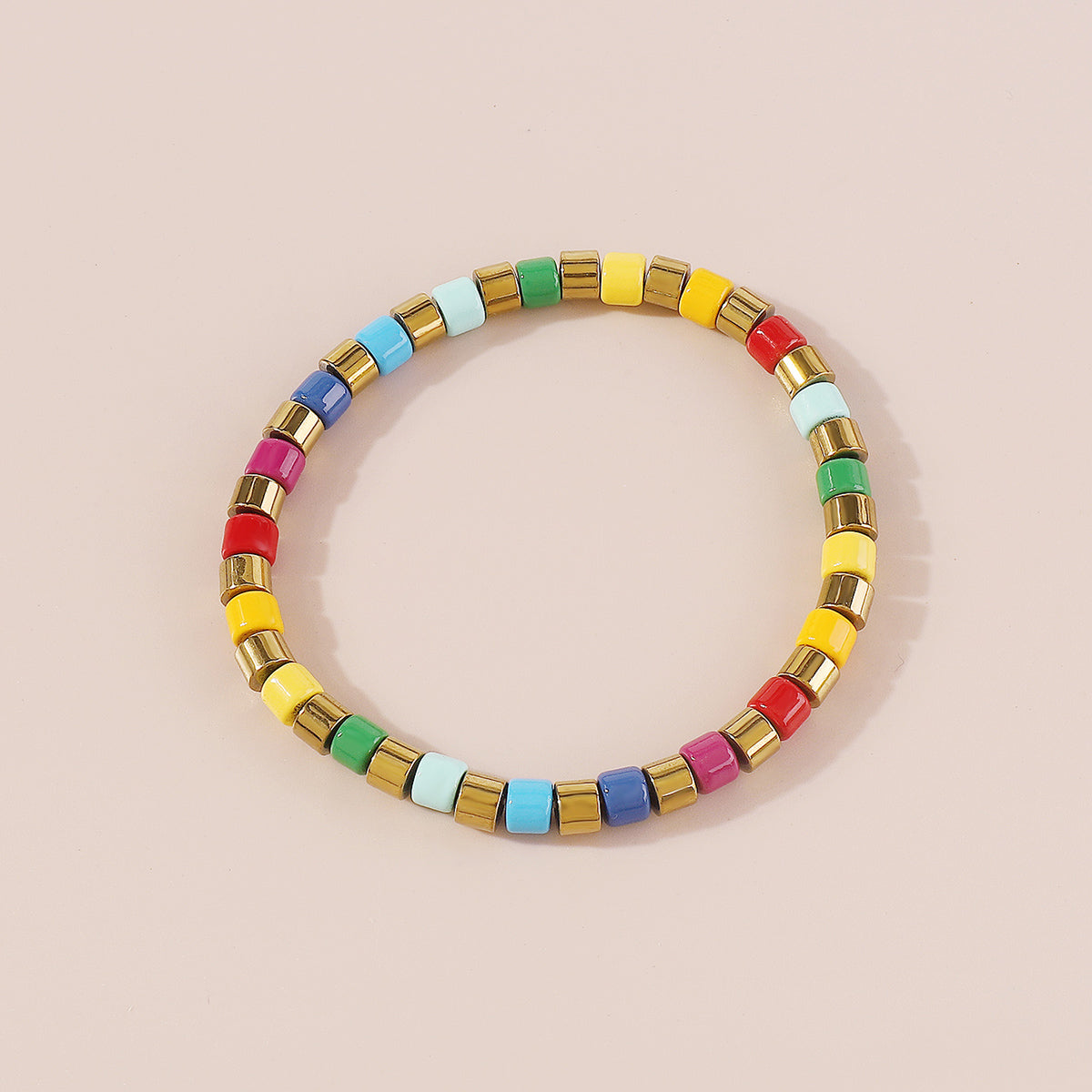 B2109 Rainbow Alloy Beaded Bracelet