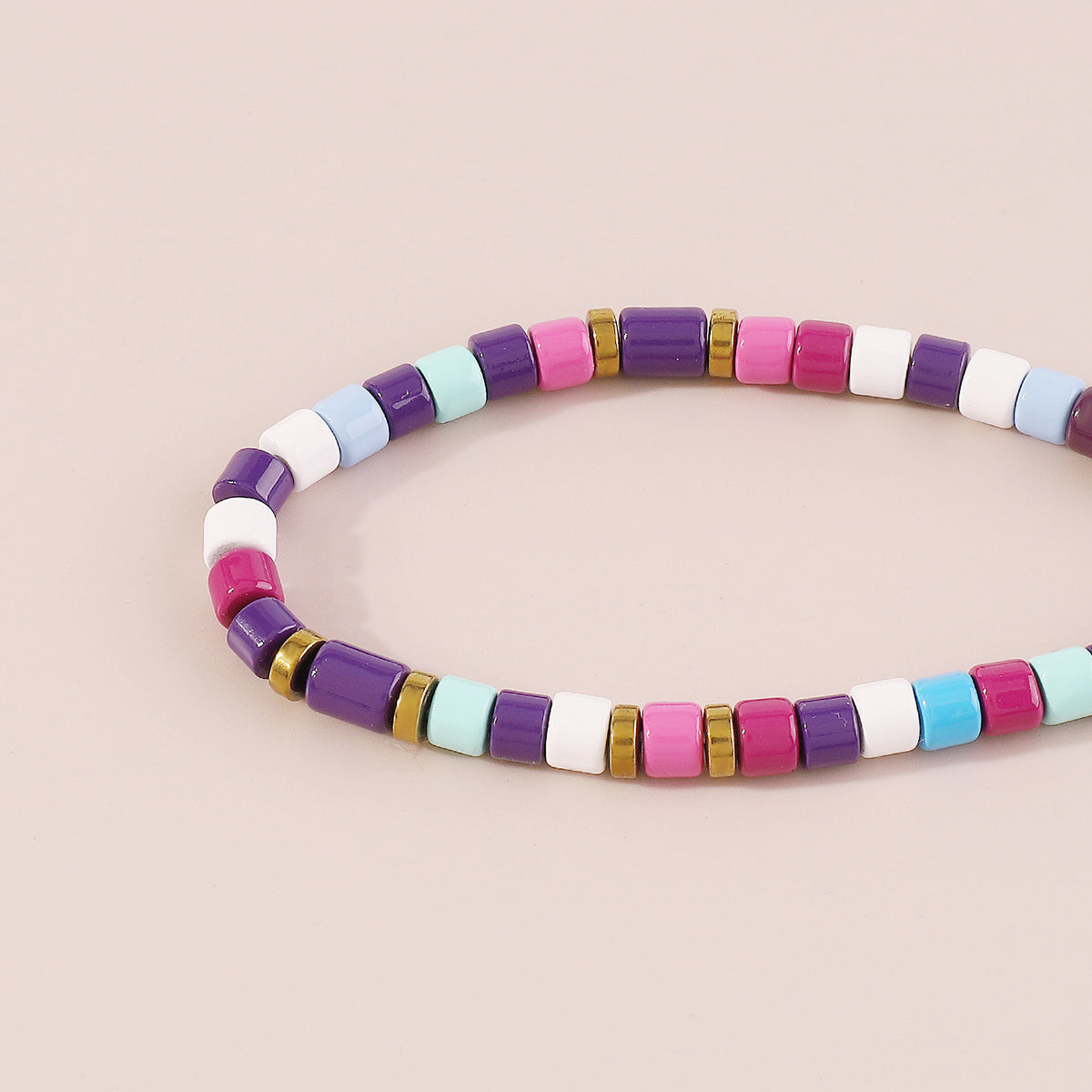 B2109 Rainbow Alloy Beaded Bracelet