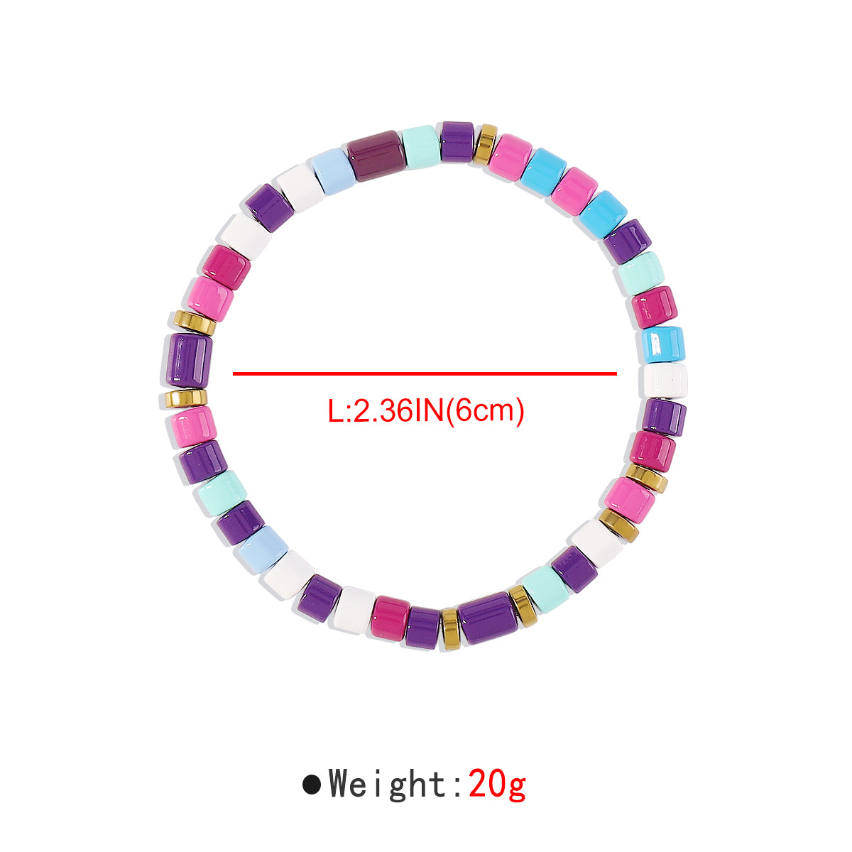 B2109 Rainbow Alloy Beaded Bracelet