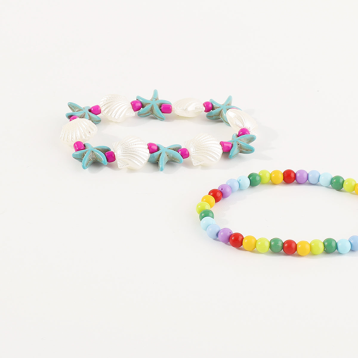 B2116 Bohemia Starfish Shell Rainbow Beaded Bracelet Set