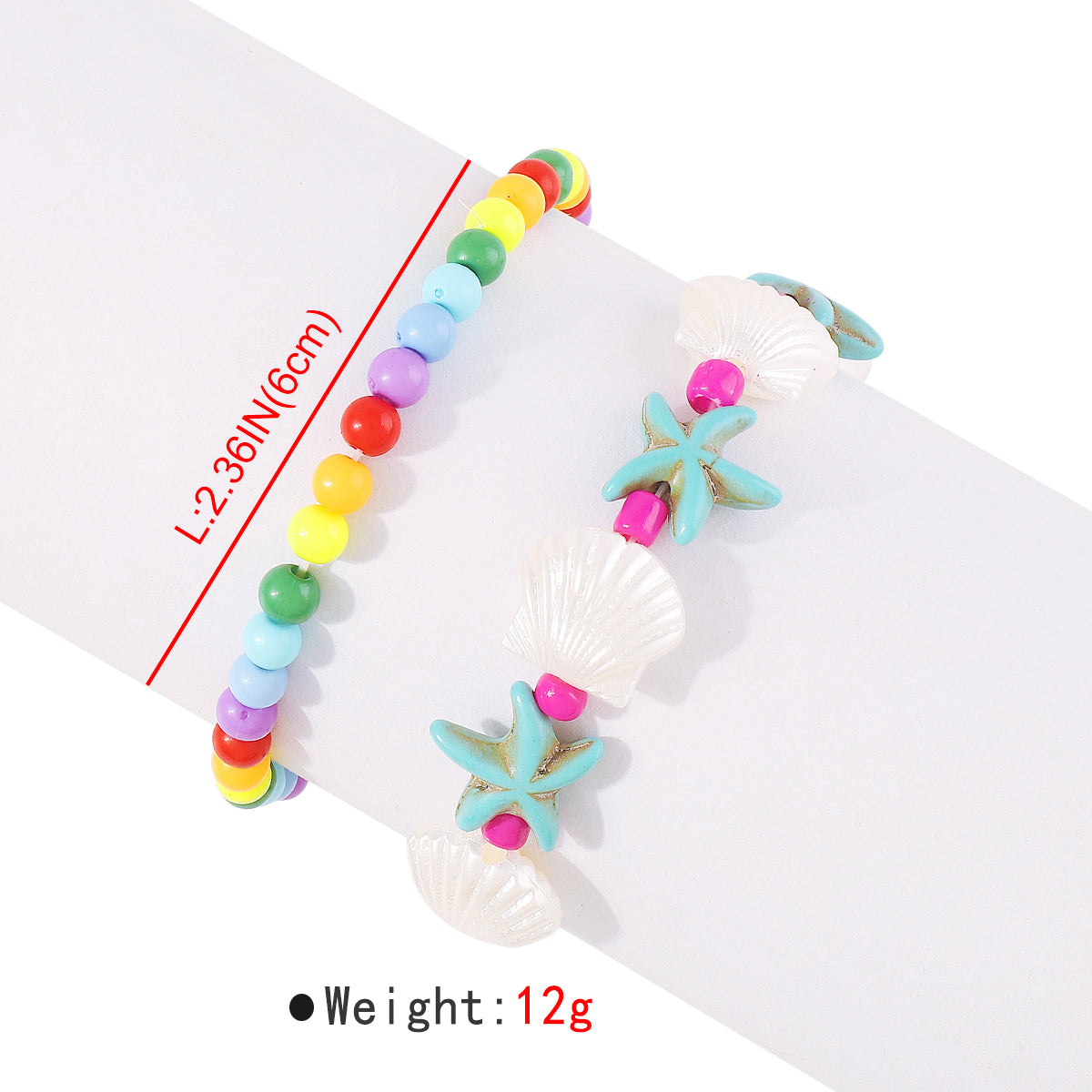 B2116 Bohemia Starfish Shell Rainbow Beaded Bracelet Set