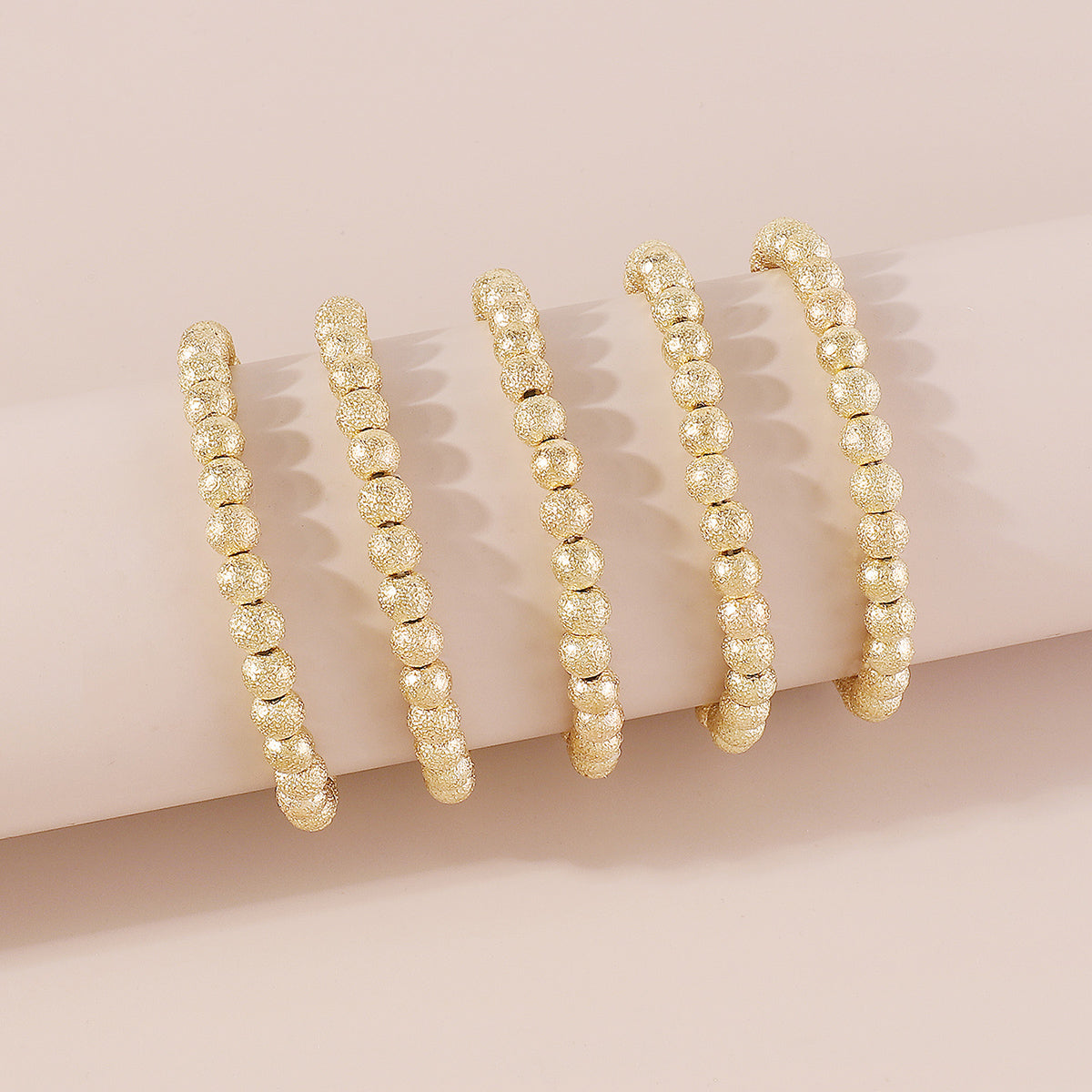 B2147 Gold & Silver Textured Beaded Bracelet Set