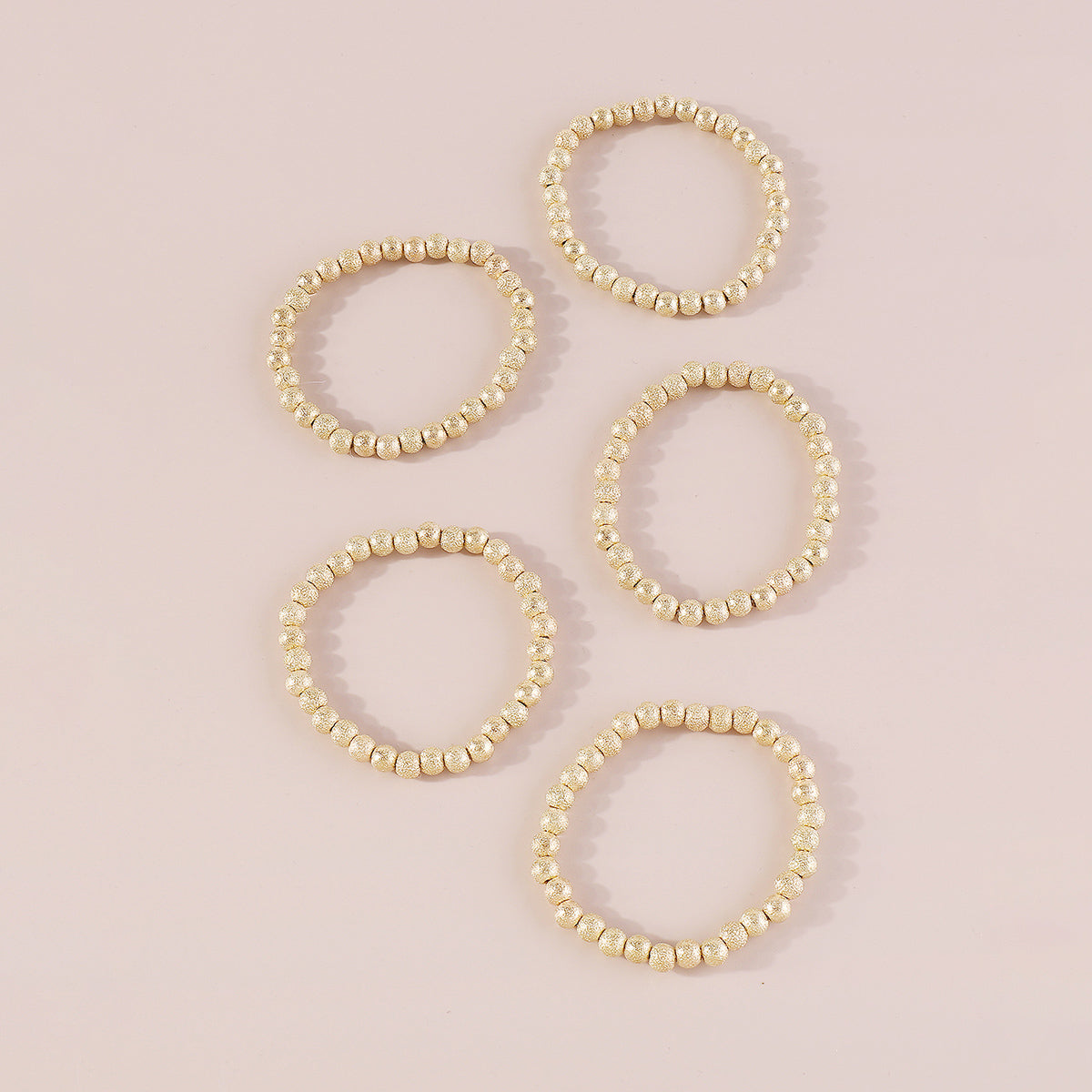 B2147 Gold & Silver Textured Beaded Bracelet Set