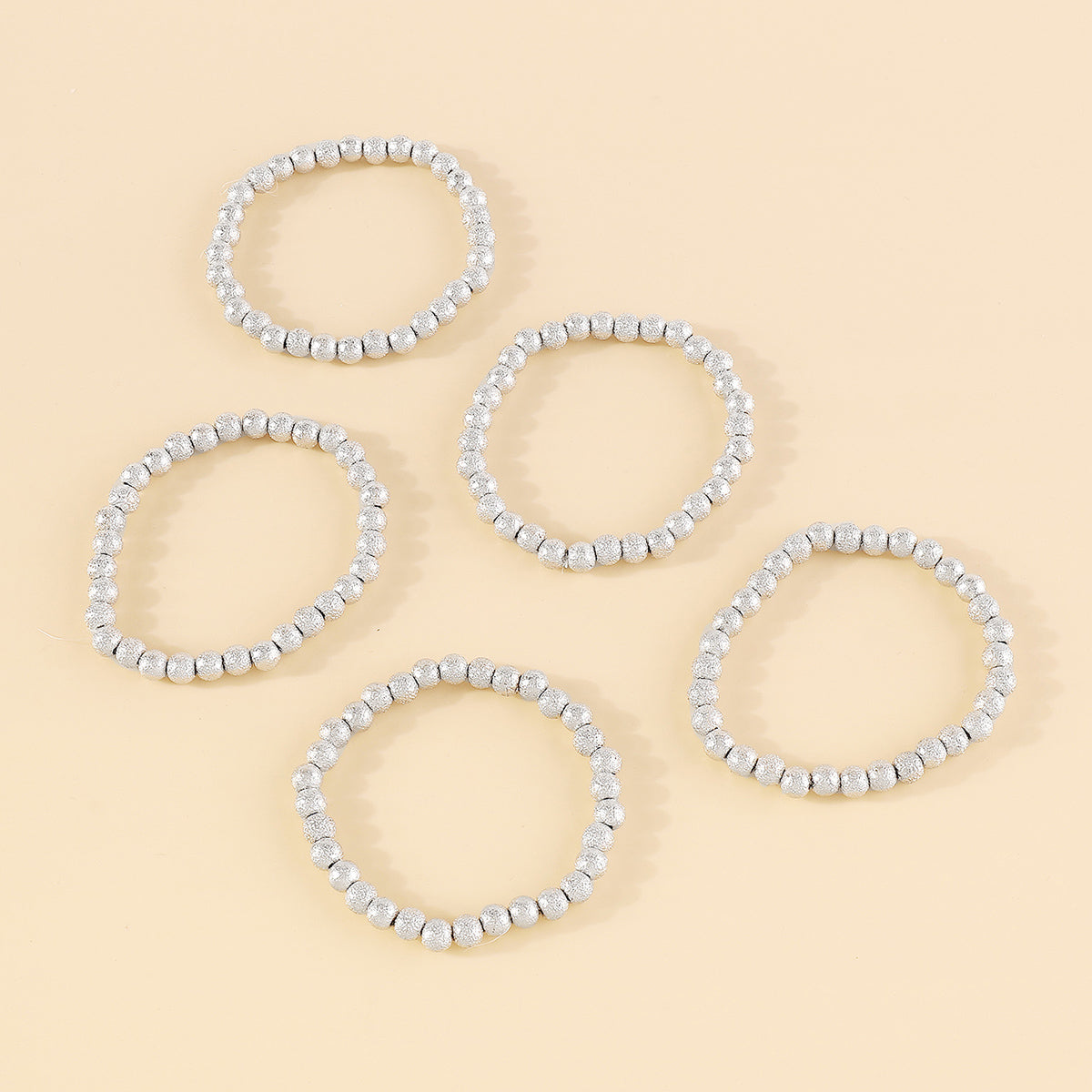 B2147 Gold & Silver Textured Beaded Bracelet Set