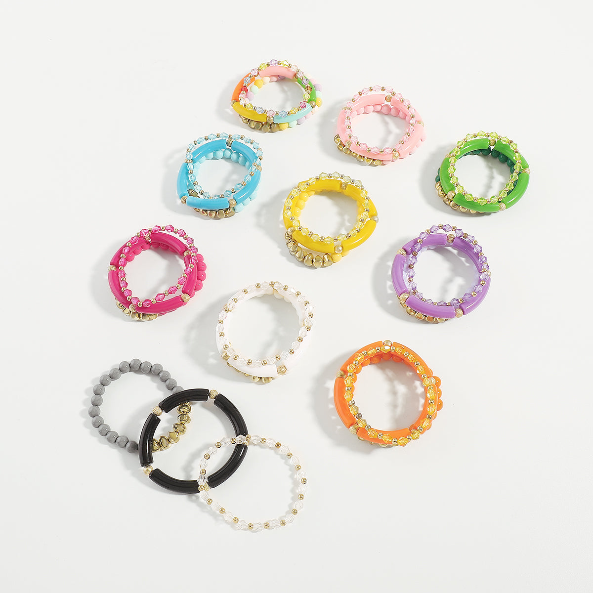 B2151 Multi Color Beaded Bracelets Set
