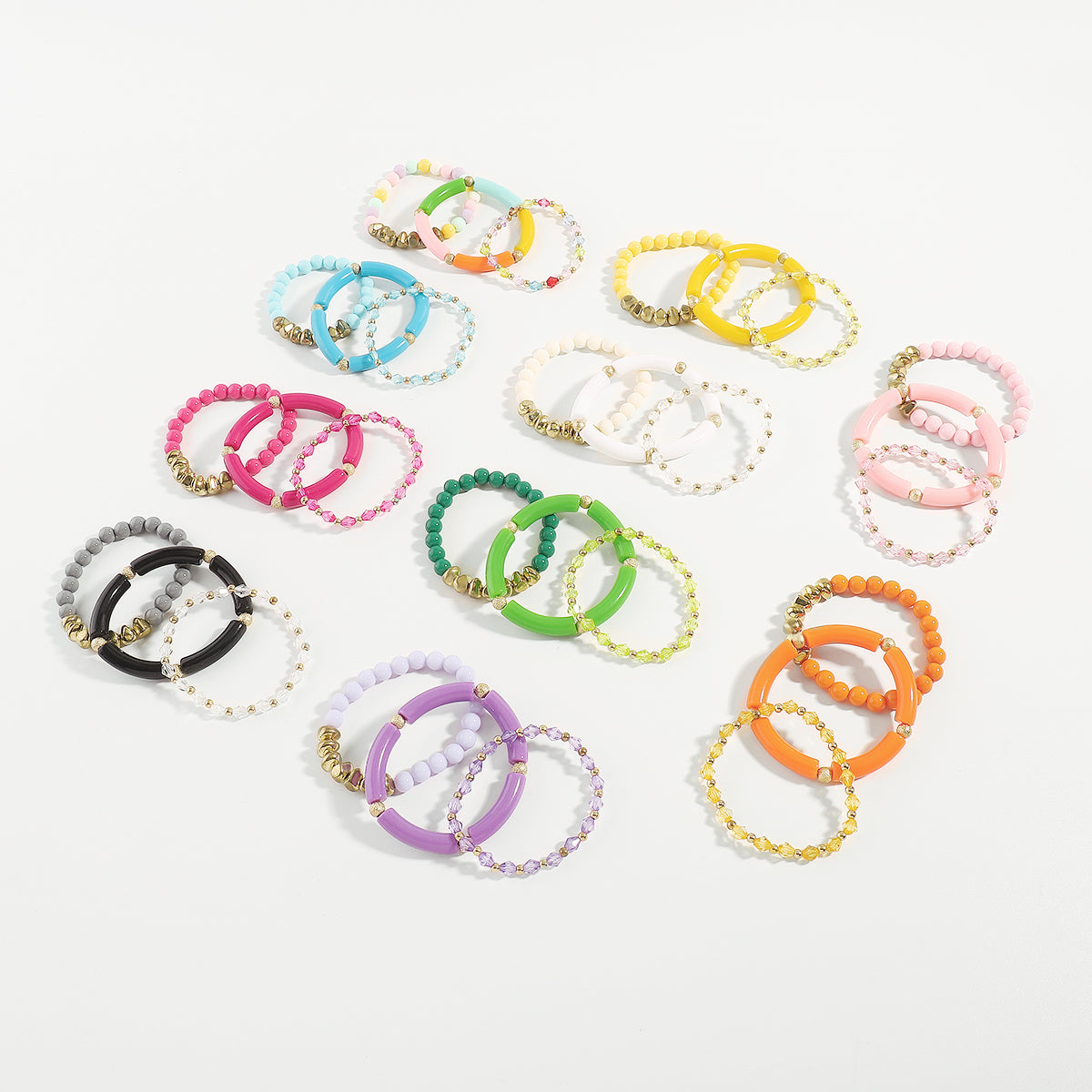 B2151 Multi Color Beaded Bracelets Set