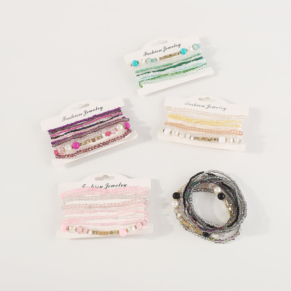 B2164 10pcs Pearl Beaded Bracelets Set