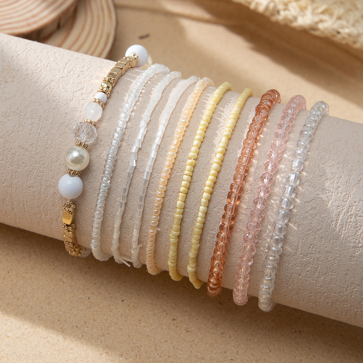 B2164 10pcs Pearl Beaded Bracelets Set