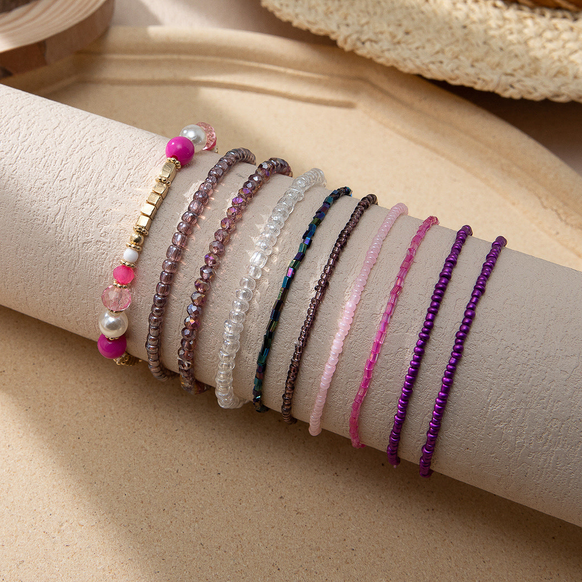 B2164 10pcs Pearl Beaded Bracelets Set