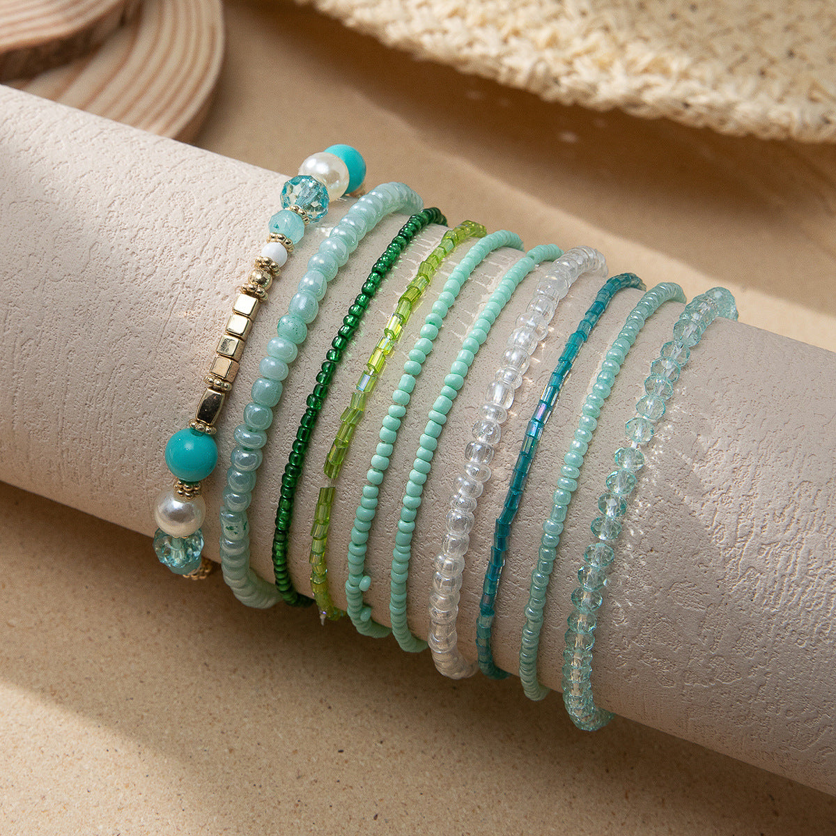 B2164 10pcs Pearl Beaded Bracelets Set
