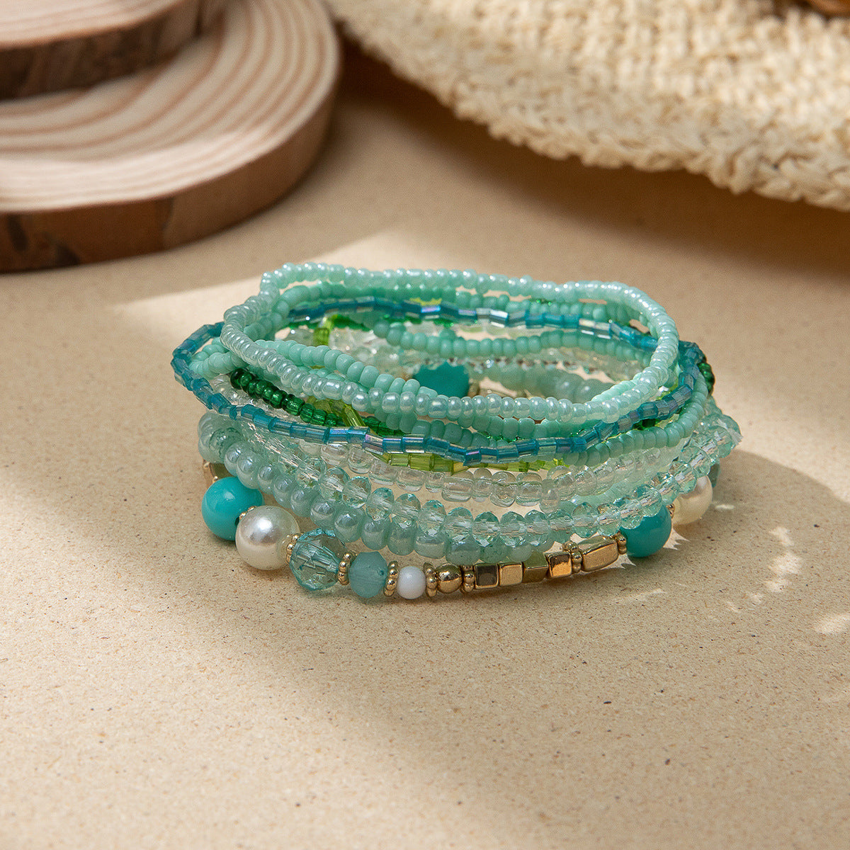 B2164 10pcs Pearl Beaded Bracelets Set
