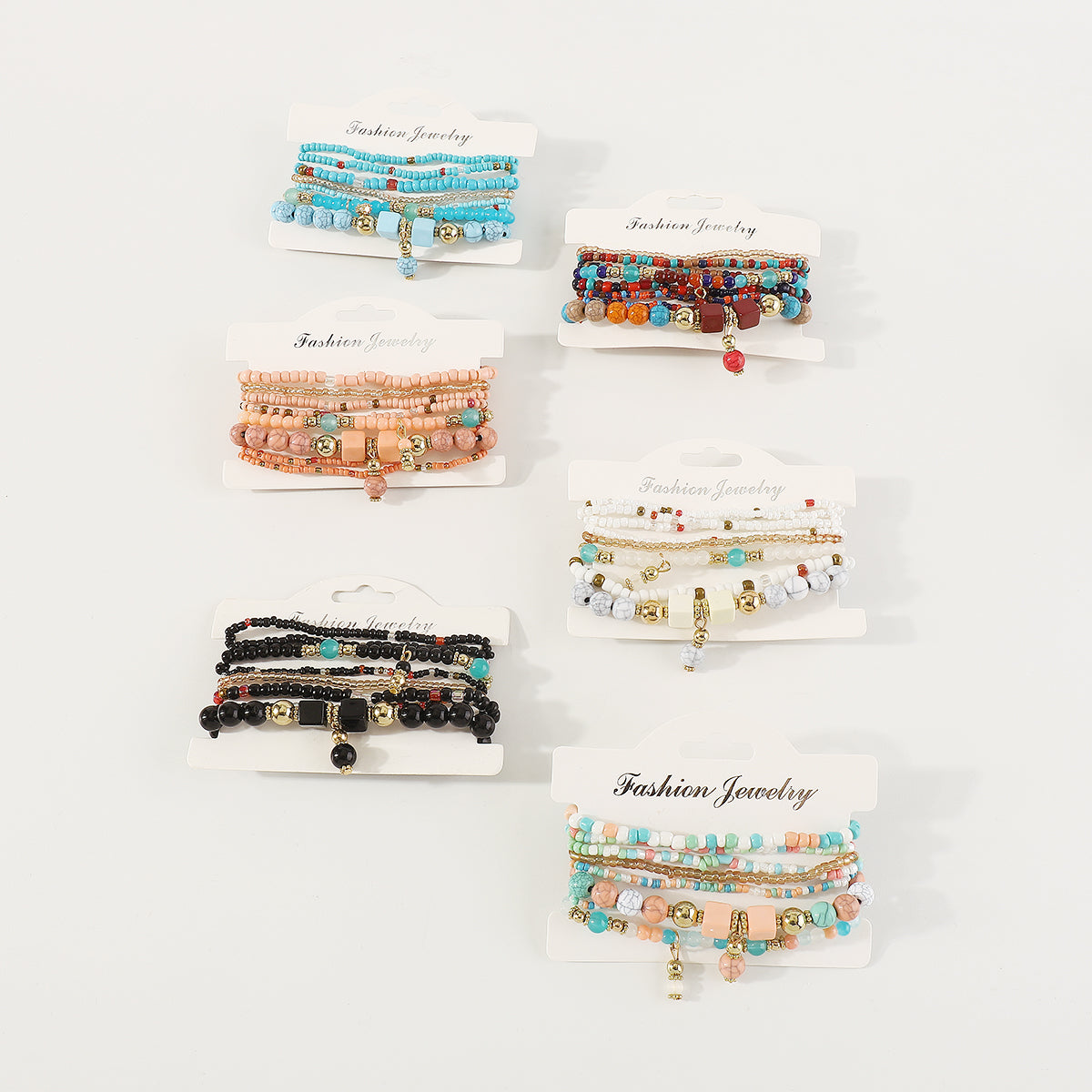 B2180 8pcs Colorful Beaded Bracelet Set