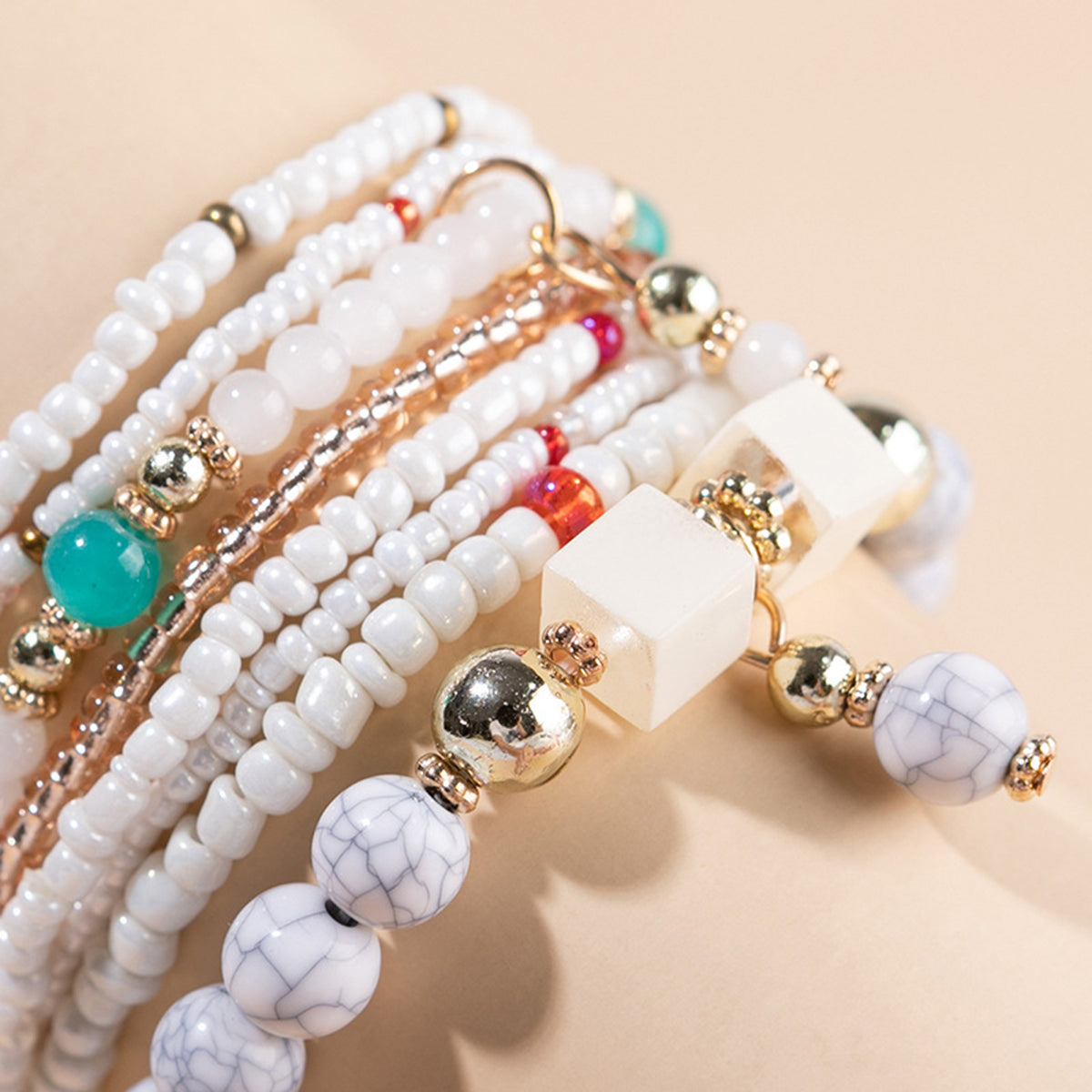 B2180 8pcs Colorful Beaded Bracelet Set