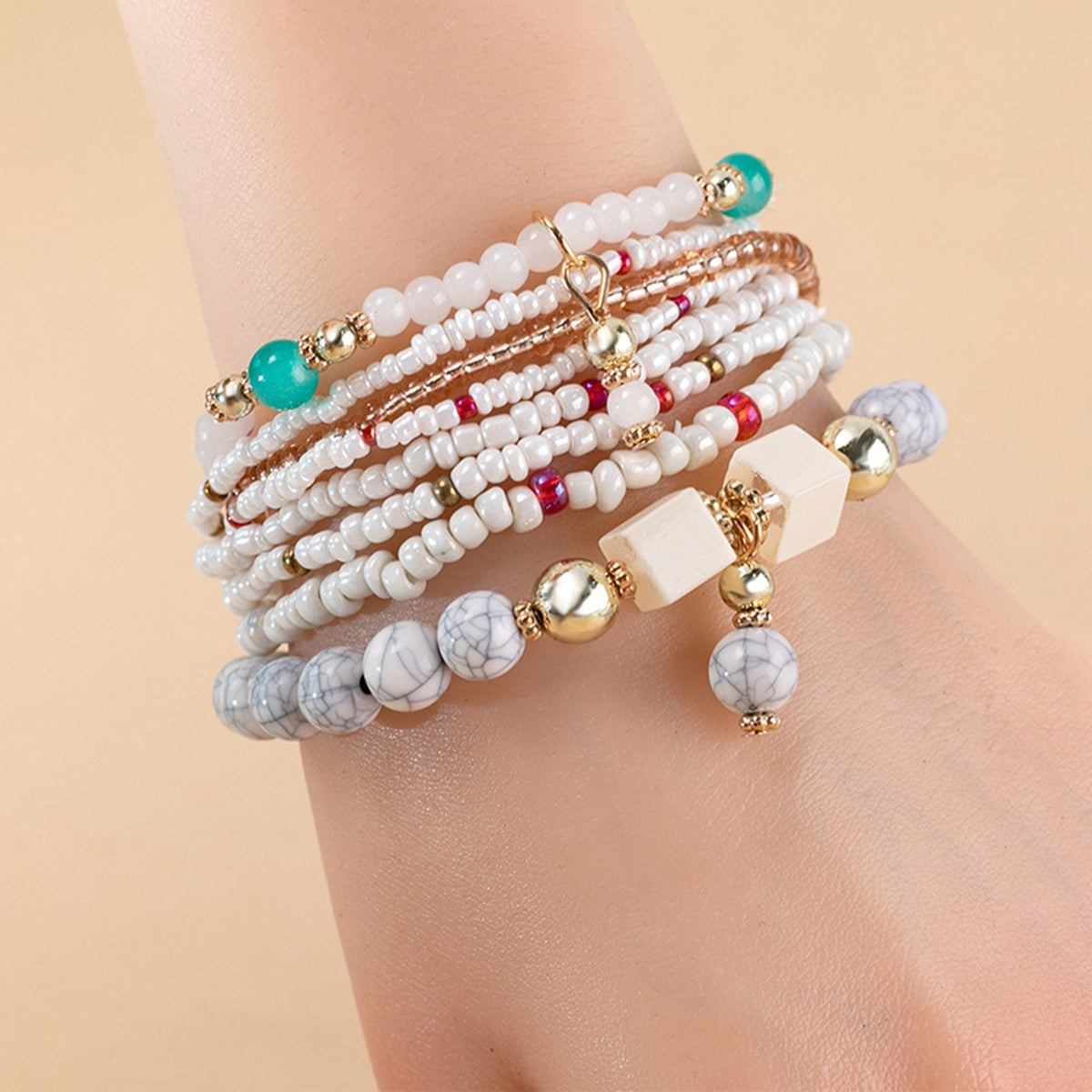 B2180 8pcs Colorful Beaded Bracelet Set