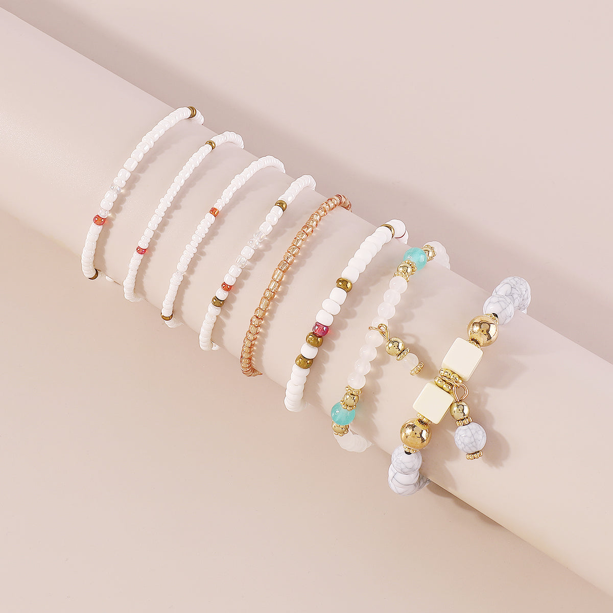 B2180 8pcs Colorful Beaded Bracelet Set
